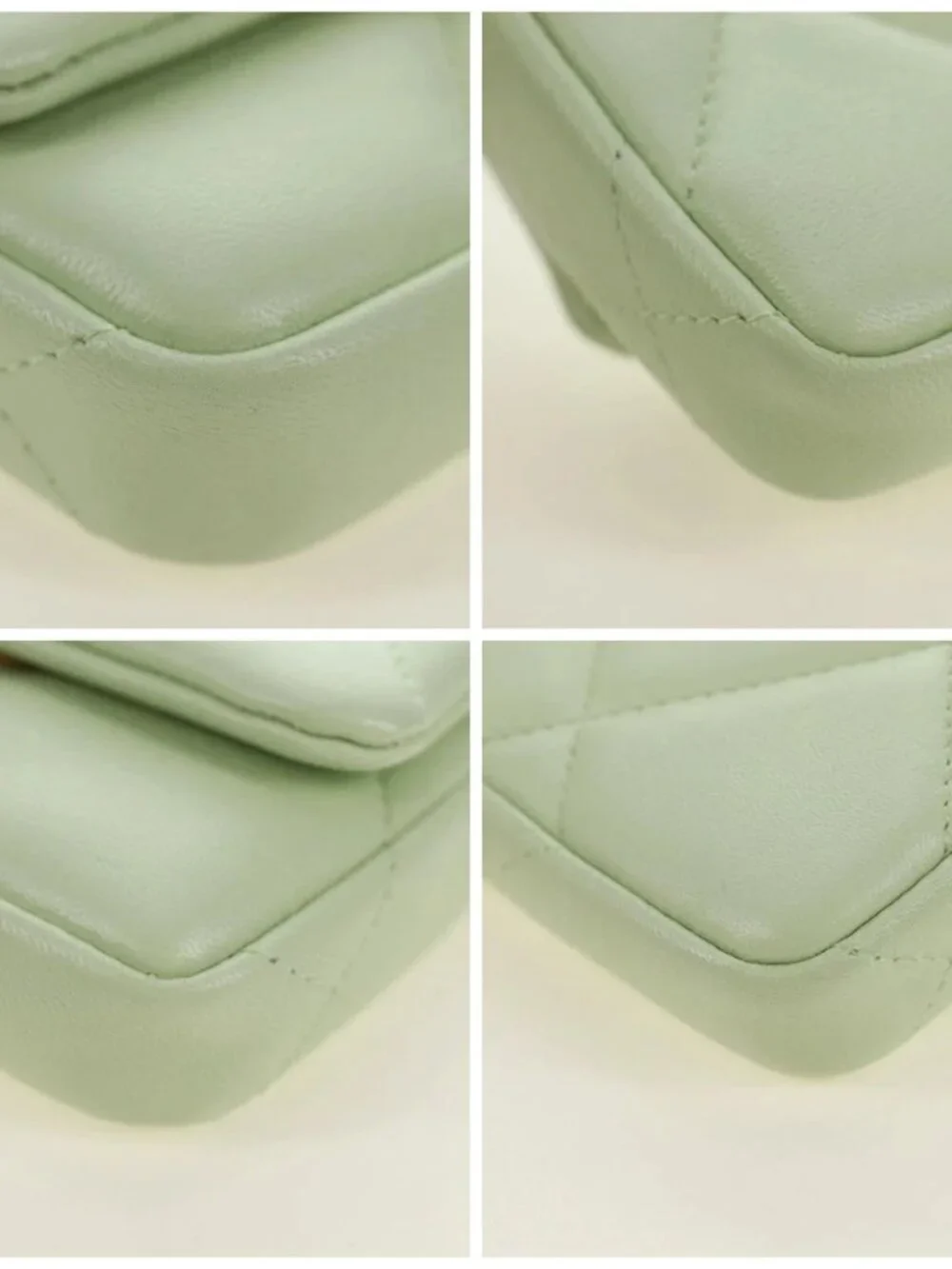 CHANEL Matelasse 19 Chain Bag Lamb Skin Gold Light green CC Auth 188887SAM